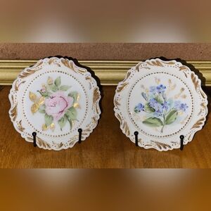 Floral Decorative Plates with Gold Accents